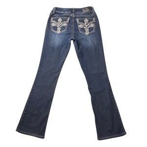 Love Indigo Jeans Womens 4 Blue Premium Bootcut Embellished Rhinestone Dark Wash